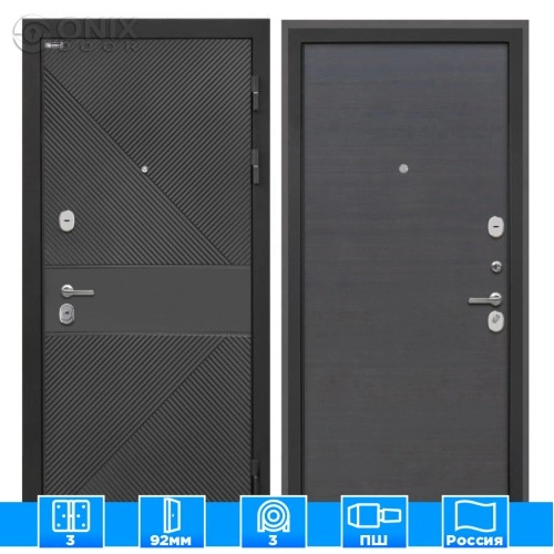 Входная дверь Сицилия Remix ФЛ-613 черный крашеный Эковенге поперечный