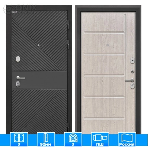 Входная дверь Сицилия Remix ФЛ-613 черный крашеный ФЛ-102 сосна белая