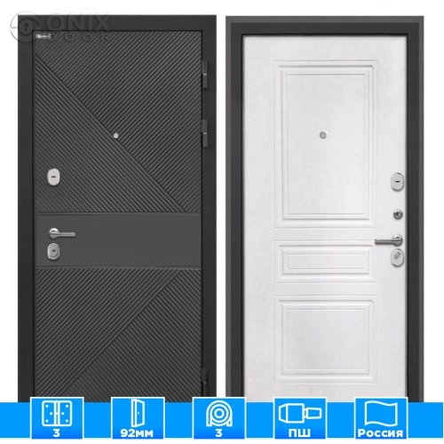 Входная дверь Сицилия Remix ФЛ-613 черный крашеный ФЛ-243-м белая матовая