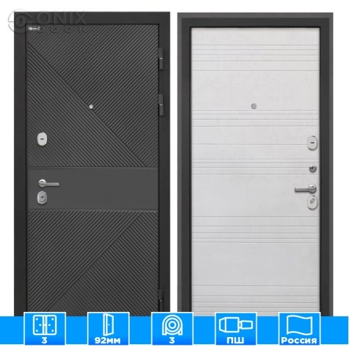 Входная дверь Сицилия Remix ФЛ-613 черный крашеный ФЛ-316 белый ясень