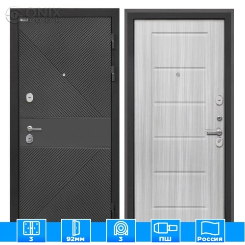 Входная дверь Сицилия Remix ФЛ-613 черный крашеный ФЛ-39 Сандал белый