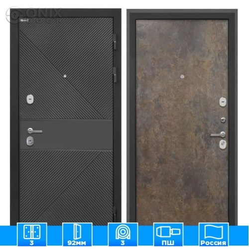 Входная дверь Сицилия Remix ФЛ-613 черный крашеный Гранж