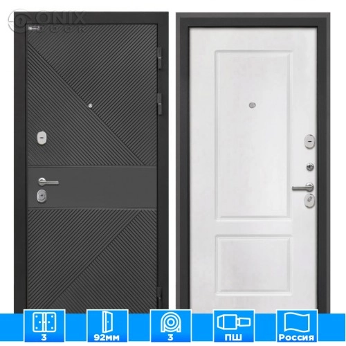 Входная дверь Сицилия Remix ФЛ-613 черный крашеный КВ-2 белая матовая