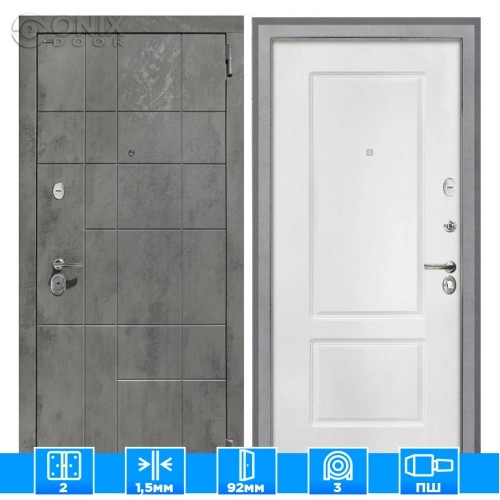 Входная дверь Спарта NEW грей КВ-2 белая матовая