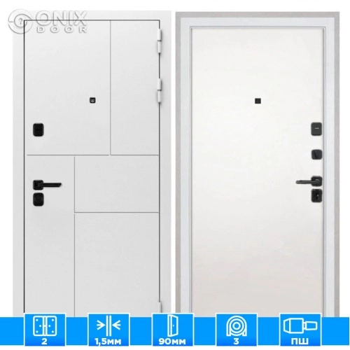 Входная дверь Спарта New White Гладкая панель Силк Сноу