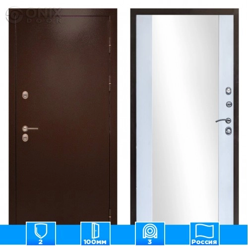 Входная дверь Престиж 125057 Зеркало белый софт