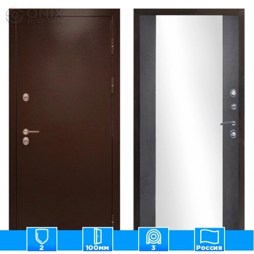 Входная дверь Престиж 125058 Зеркало бетон темный