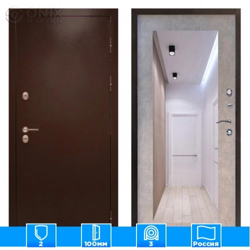 Входная дверь Престиж 125061 Зеркало триумф бетон светлый