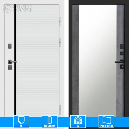 Входная дверь Престиж 125122 Зеркало бетон темный