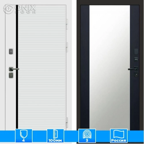 Входная дверь Престиж 125123 Зеркало черный кварц+тонировка