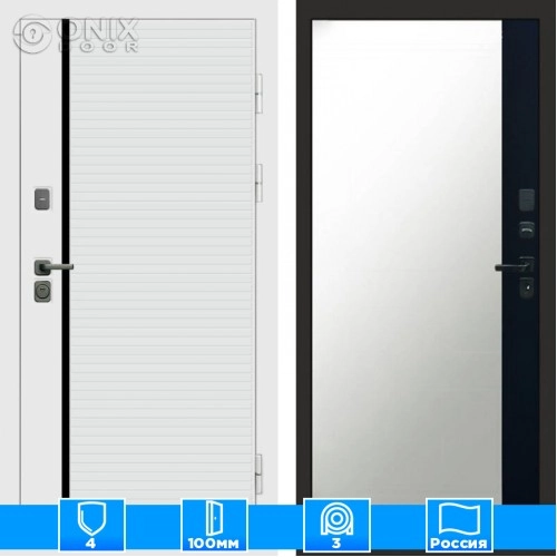 Входная дверь Престиж 125126 Зеркало фацет черный кварц