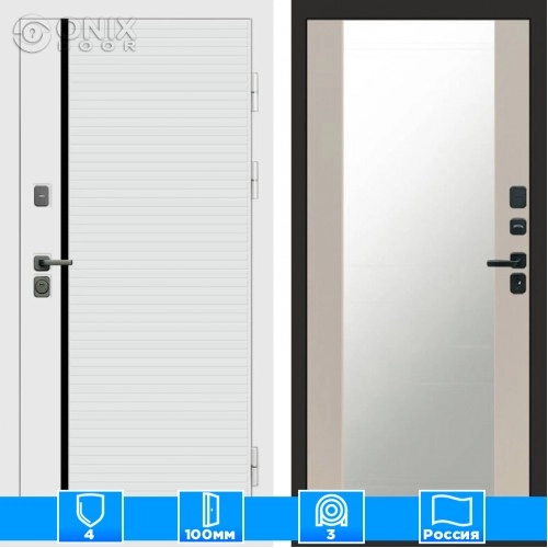 Входная дверь Престиж 125130 Зеркало слоновая кость