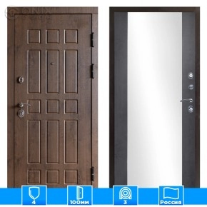 Входная дверь Престиж 125163 Зеркало бетон темный