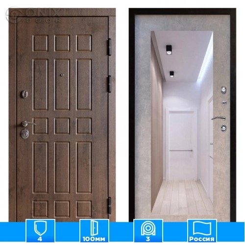 Входная дверь Престиж 125166 Зеркало триумф бетон светлый