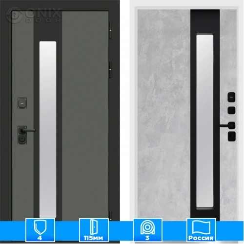 Входная дверь Престиж 125172 Графит Бетон светлый Белый короб изнутри