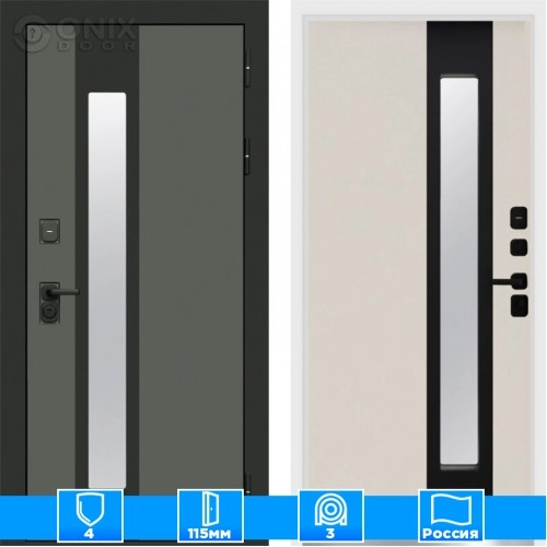 Входная дверь Престиж 125181 Графит Слоновая кость Белый короб изнутри