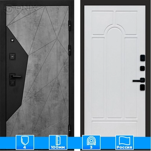 Входная дверь Престиж 125185 бетон Арка белое дерево