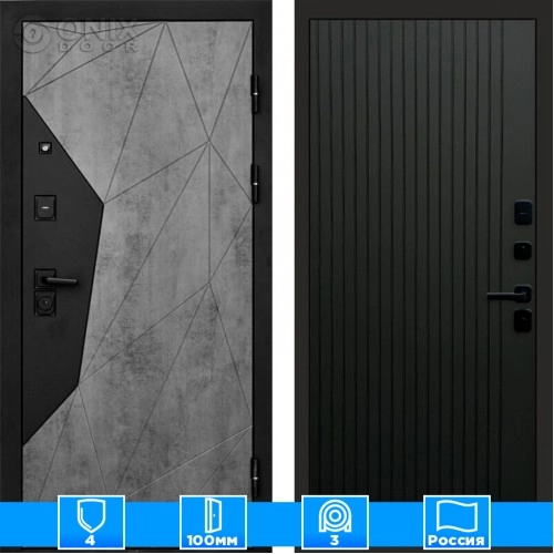 Входная дверь Престиж 125189 бетон Flat черный кварц