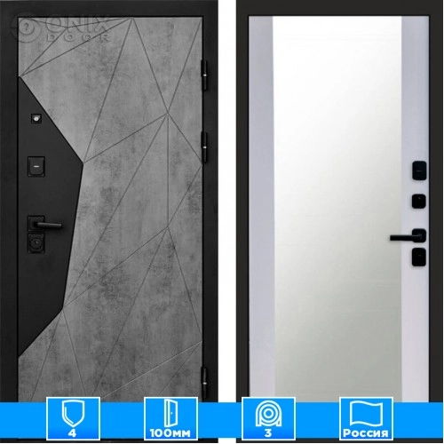 Входная дверь Престиж 125242 бетон Зеркало белый софт