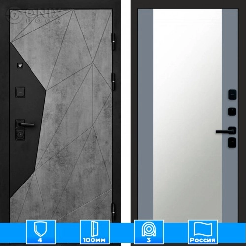 Входная дверь Престиж 125249 бетон Зеркало грей софт