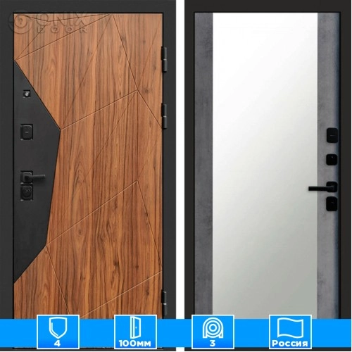 Входная дверь Престиж 125312 Зеркало бетон темный