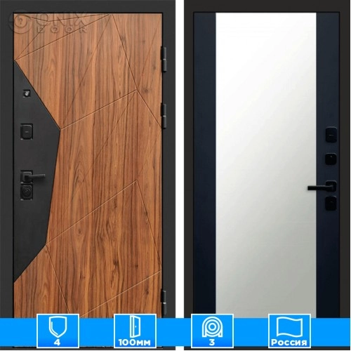 Входная дверь Престиж 125313 Зеркало черный кварц+тонировка