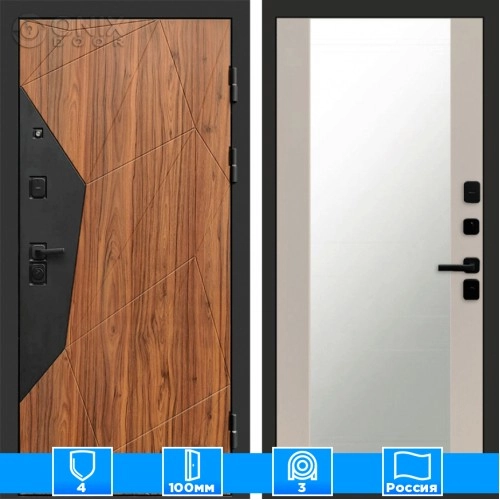 Входная дверь Престиж 125320 Зеркало слоновая кость