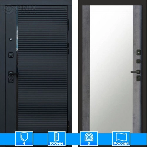 Входная дверь Престиж 125383 Зеркало бетон темный