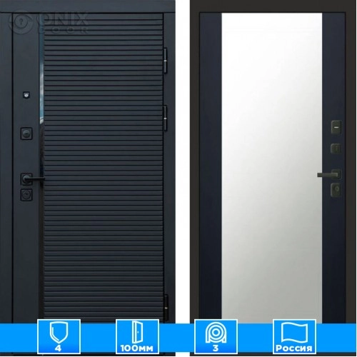 Входная дверь Престиж 125384 Зеркало черный кварц+тонировка