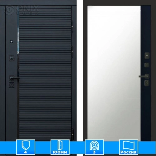 Входная дверь Престиж 125387 Зеркало фацет черный кварц