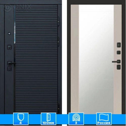 Входная дверь Престиж 125391 Зеркало слоновая кость