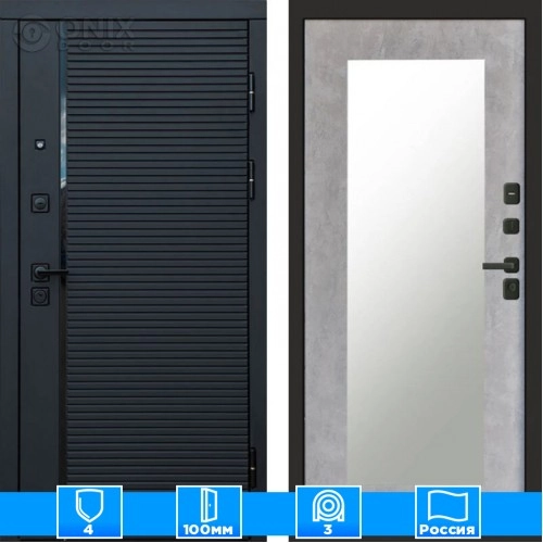 Входная дверь Престиж 125393 Зеркало триумф бетон светлый