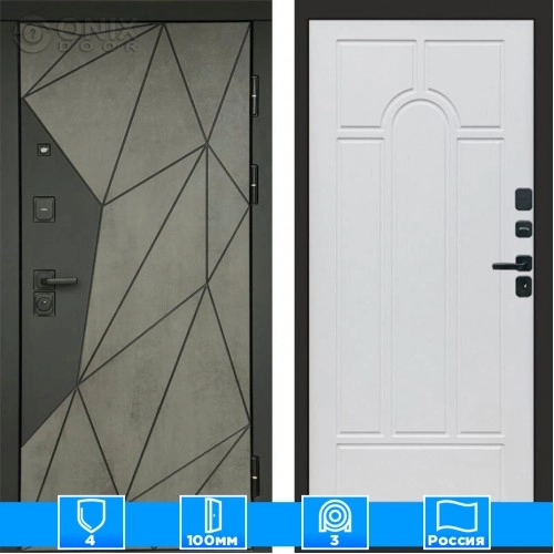 Входная дверь Престиж 125413 Бетон Арка белое дерево