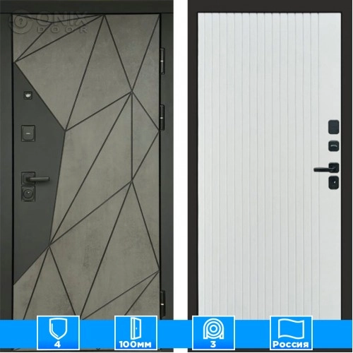 Входная дверь Престиж 125416 Бетон Flat белый софт