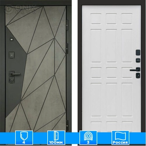 Входная дверь Престиж 125464 Бетон белое дерево