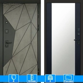 Входная дверь Престиж 125471 Бетон Зеркало черный кварц+тонировка