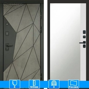 Входная дверь Престиж 125473 Бетон Зеркало фацет белый софт