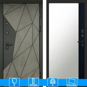 Входная дверь Престиж 125474 Бетон Зеркало фацет черный кварц