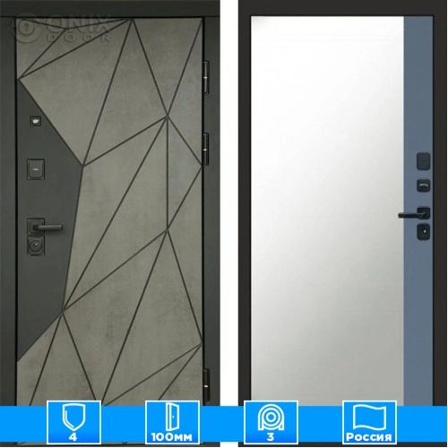 Входная дверь Престиж 125475 Бетон Зеркало фацет грей софт