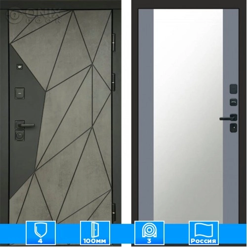 Входная дверь Престиж 125476 Бетон Зеркало грей софт