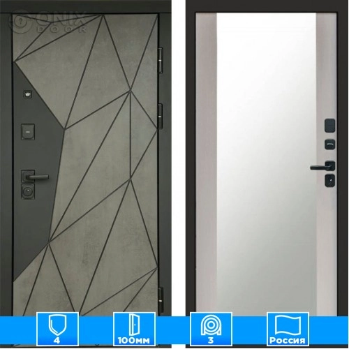 Входная дверь Престиж 125477 Бетон Зеркало лиственница