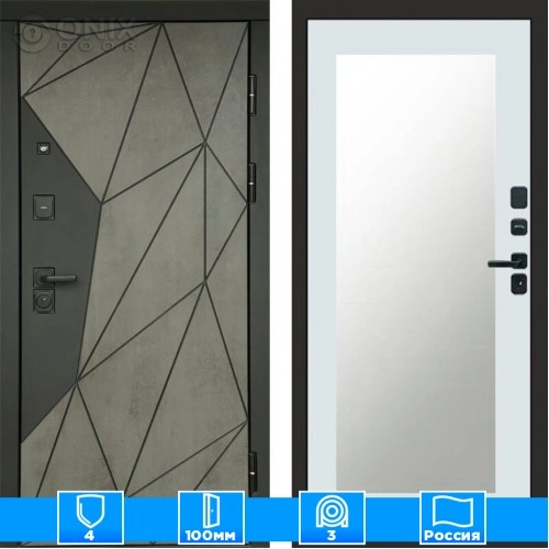 Входная дверь Престиж 125479 Бетон Зеркало триумф белый софт