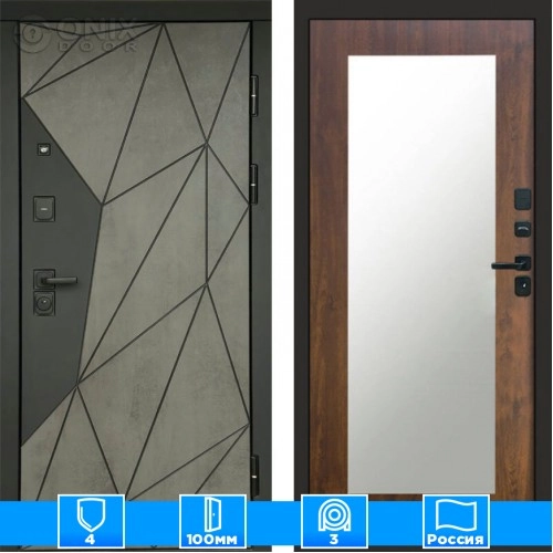 Входная дверь Престиж 125481 Бетон Зеркало триумф дуб