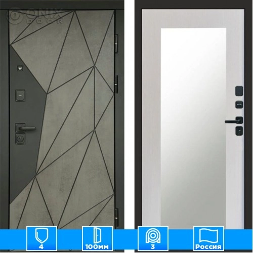 Входная дверь Престиж 125482 Бетон Зеркало триумф лиственница