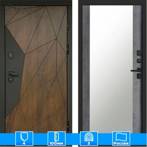 Входная дверь Престиж 125539 Зеркало бетон темный