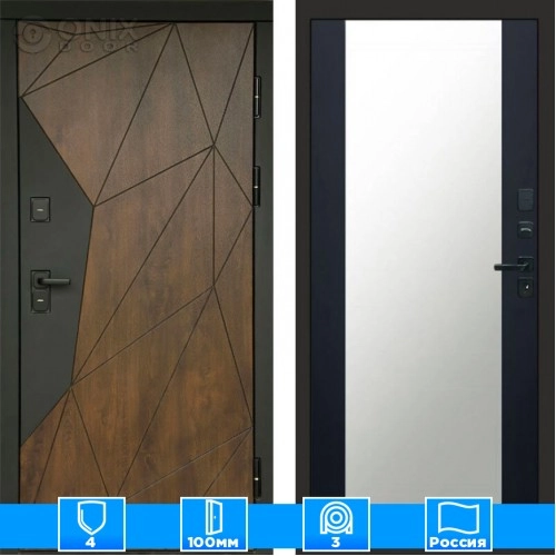 Входная дверь Престиж 125540 Зеркало черный кварц+тонировка