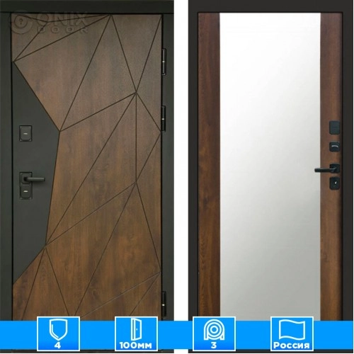 Входная дверь Престиж 125541 Зеркало дуб