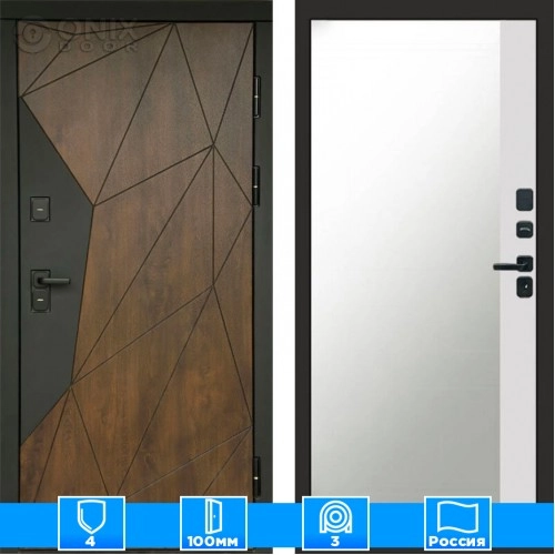 Входная дверь Престиж 125542 Зеркало фацет белый софт