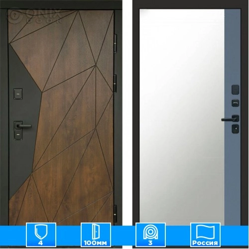 Входная дверь Престиж 125544 Зеркало фацет грей софт