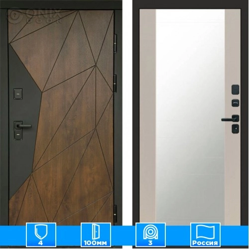 Входная дверь Престиж 125547 Зеркало слоновая кость